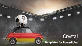  Presentation with football germany - Beautiful slide set featuring germany flag on car delivering backdrop and a dark gray colored foreground