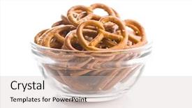  Presentation with snack food - Colorful slides enhanced with germany food - salted mini pretzels snack backdrop and a soft green colored foreground