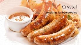  Presentation with cabbage - Colorful presentation design enhanced with germany food - sausage with cabbage backdrop and a coral colored foreground