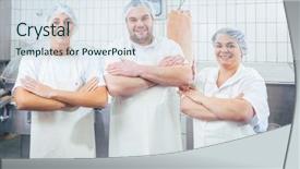  Presentation with team compass - Amazing presentation theme having germany food - team of butchers showing thumbs backdrop and a sky blue colored foreground