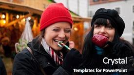  Presentation with christmas candy - Audience pleasing PPT layouts consisting of germany food - two women on christmas market backdrop and a black colored foreground