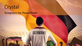  Presentation with football germany - PPT theme consisting of world cup - germany football player holding ball background and a coral colored foreground