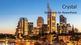  Presentation with skyline - Colorful PPT theme enhanced with germany frankfurt am main skyline backdrop and a light blue colored foreground