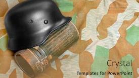  Presentation with bag - Audience pleasing slides consisting of germany-retro-helmet-with-metal backdrop and a coral colored foreground