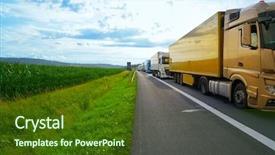  Presentation with traffic congestion - Theme featuring germany traffic jam background and a tawny brown colored foreground