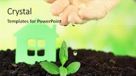  Presentation with soil - Beautiful PPT layouts featuring germination bean seeds - hand watering green seedlings backdrop and a blonde colored foreground