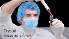  Presentation with tests - Slide deck with germs hospitals - hospital worker running blood tests background and a light gray colored foreground