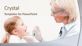  Presentation with germs - Slide deck having germs hospitals - little patient at pediatrician background and a sky blue colored foreground