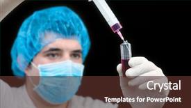  Presentation with medical worker - Audience pleasing presentation theme consisting of germs hospitals - medical worker examining blood backdrop and a tawny brown colored foreground