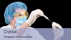  Presentation with path - Slide set consisting of germs hospitals - scientist examining an egg clipping background and a light blue colored foreground