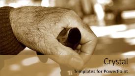  Presentation with old memories - PPT layouts having grandpa memories - closeup of the hand background and a coral colored foreground