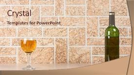  Presentation with brick wall - Theme with gery - wine bottle and glass background and a  colored foreground