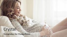  Presentation with pregnant woman in hospital - Beautiful presentation featuring gestation - beautiful pregnant woman in cozy backdrop and a light gray colored foreground