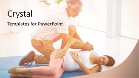  Presentation with doctor examining a newborn baby - Slides enhanced with gestation - doctor examining and giving physiotherapy background and a cream colored foreground