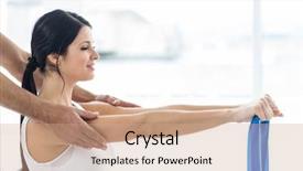  Presentation with pregnant woman doctor - Slide set consisting of gestation - doctor examining and giving physiotherapy background and a coral colored foreground