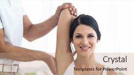  Presentation with pregnant woman doctor - Presentation theme featuring gestation - doctor examining and giving physiotherapy background and a coral colored foreground