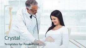  Presentation with metabolic doctor examining - PPT theme with gestation - doctor examining pregnant woman background and a sky blue colored foreground
