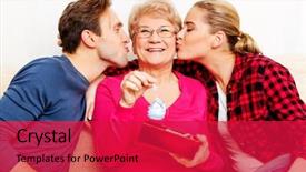  Presentation with old couple - Theme featuring gestation - happy family - couple background and a red colored foreground