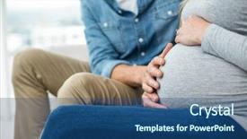  Presentation with pregnant - Theme having gestation - man sitting on sofa background and a ocean colored foreground