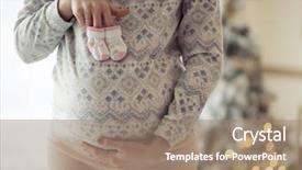  Presentation with baby tree - Beautiful presentation featuring gestation - pregnant woman holding baby booties backdrop and a coral colored foreground
