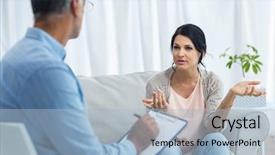  Presentation with pregnant woman doctor - PPT layouts having gestation - pregnant woman talking to doctor background and a light blue colored foreground