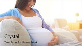  Presentation with pregnant woman - Slides featuring gestation - side view of pregnant woman background and a mint green colored foreground