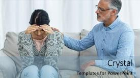  Presentation with home - Beautiful presentation design featuring gestation - therapist consoling a woman backdrop and a  colored foreground