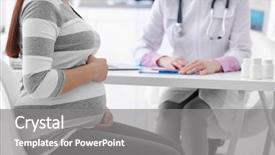  Presentation with pregnant woman doctor - Slides consisting of gestation - young pregnant woman visiting doctor background and a gray colored foreground