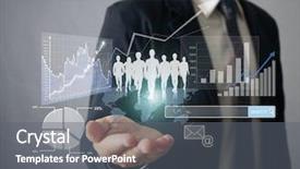  Presentation with financial - Presentation having gestion d entreprise - businessman with financial symbols coming background and a gray colored foreground