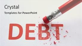  Presentation with accounts recievable debt - PPT theme with wiping out debt background and a sky blue colored foreground