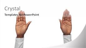  Presentation with african people - Colorful PPT theme enhanced with gesture-and-people-concept-hands backdrop and a white colored foreground