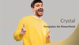  Presentation with people - Beautiful slide deck featuring gesture-and-people-concept-smiling backdrop and a soft green colored foreground