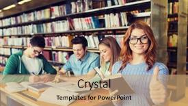  Presentation with knowledge - Colorful presentation enhanced with gesture and school concept - happy backdrop and a coral colored foreground