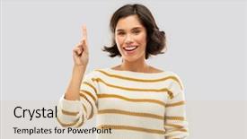  Presentation with young happy people smiling - Presentation enhanced with gesture counting and people concept background and a lemonade colored foreground