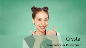  Presentation with girl teens - Colorful PPT layouts enhanced with gesture emotions education and teen backdrop and a seafoam green colored foreground