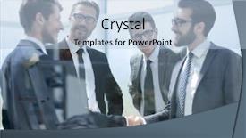  Presentation with business partner people joining hand - Beautiful PPT layouts featuring gesture gratitude - business partners shaking hands backdrop and a light blue colored foreground