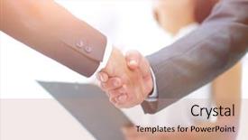  Presentation with gratitude - PPT layouts having gesture gratitude - closeup handshake of business people background and a  colored foreground
