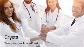  Presentation with friendly - Theme having gesture gratitude - friendly team of doctors shows background and a light gray colored foreground
