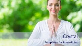 Presentation with healthy lifestyle - Amazing presentation design having gesture gratitude - half-length portrait of girl prayer backdrop and a sky blue colored foreground