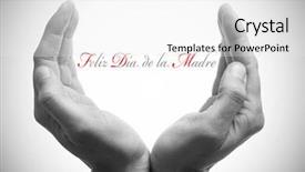  Presentation with happy mothers day - Audience pleasing PPT theme consisting of gesture gratitude - hands forming a cup backdrop and a white colored foreground