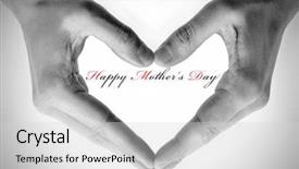  Presentation with happy mothers day - Audience pleasing theme consisting of gesture gratitude - hands forming a heart backdrop and a light gray colored foreground