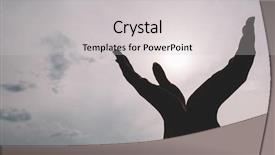 Presentation with wellbeing - Theme featuring gesture gratitude - raised hands reaching background and a light gray colored foreground
