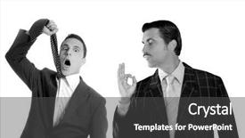  Presentation with retro - PPT theme featuring gesture hand and tie hangman background and a dark gray colored foreground