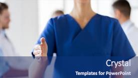  Presentation with nurse care - Audience pleasing theme consisting of gesture health care people backdrop and a ocean colored foreground
