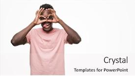  Presentation with african american students - PPT theme enhanced with gesture like binoculars sticking tongue background and a  colored foreground
