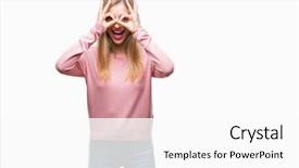  Presentation with tongue - Presentation with gesture like binoculars sticking tongue background and a  colored foreground