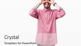  Presentation with orange and pink tone abstract - Theme having gesture like binoculars sticking tongue background and a  colored foreground