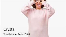  Presentation with middle ages - Slide deck consisting of gesture like binoculars sticking tongue background and a  colored foreground