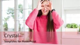  Presentation with abstract beautiful black pink glitter - Beautiful PPT theme featuring gesture like binoculars sticking tongue backdrop and a  colored foreground