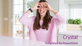  Presentation with abstract beautiful black pink glitter - Audience pleasing presentation theme consisting of gesture like binoculars sticking tongue backdrop and a  colored foreground